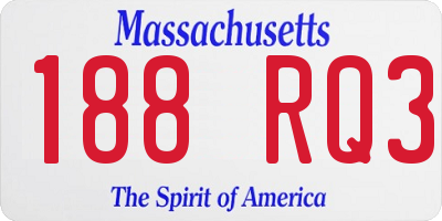 MA license plate 188RQ3