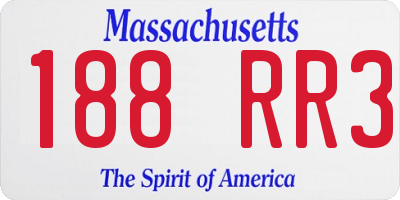 MA license plate 188RR3
