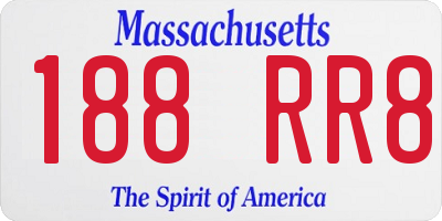 MA license plate 188RR8