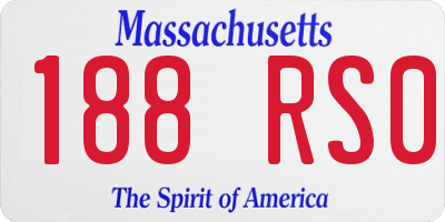 MA license plate 188RS0