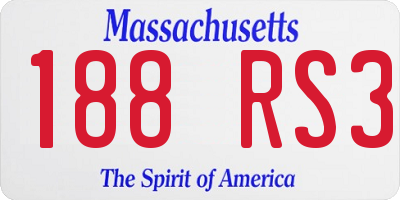 MA license plate 188RS3