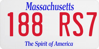 MA license plate 188RS7