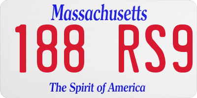 MA license plate 188RS9