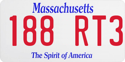 MA license plate 188RT3