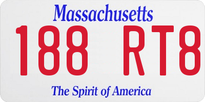 MA license plate 188RT8