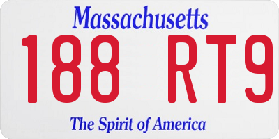 MA license plate 188RT9