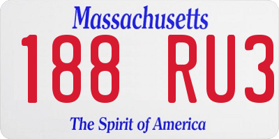 MA license plate 188RU3