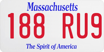 MA license plate 188RU9
