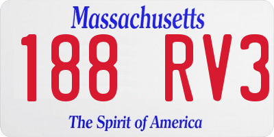 MA license plate 188RV3