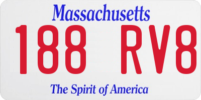 MA license plate 188RV8