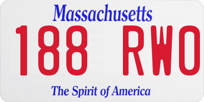 MA license plate 188RW0