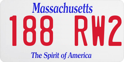 MA license plate 188RW2