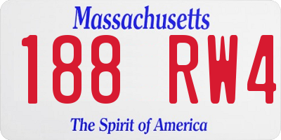MA license plate 188RW4