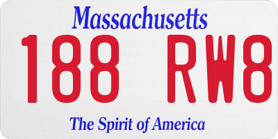 MA license plate 188RW8