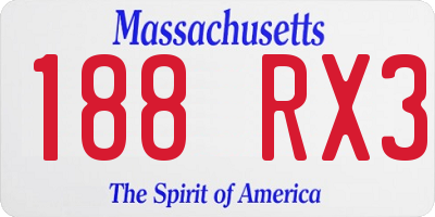 MA license plate 188RX3