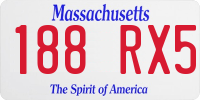 MA license plate 188RX5