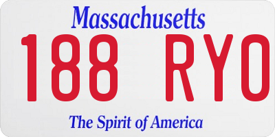 MA license plate 188RY0