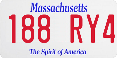 MA license plate 188RY4