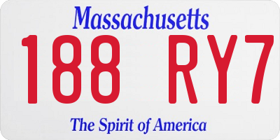 MA license plate 188RY7