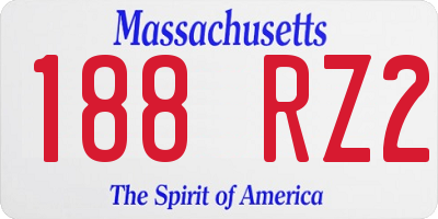 MA license plate 188RZ2
