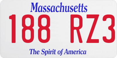 MA license plate 188RZ3