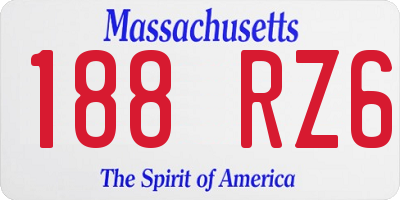 MA license plate 188RZ6