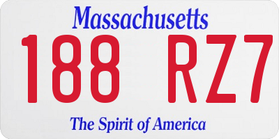 MA license plate 188RZ7