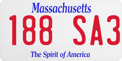 MA license plate 188SA3