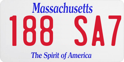 MA license plate 188SA7
