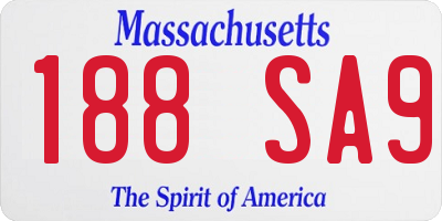 MA license plate 188SA9