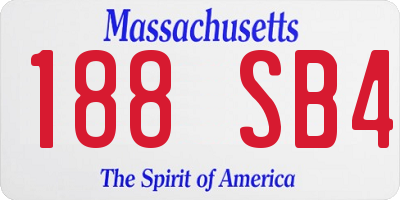 MA license plate 188SB4