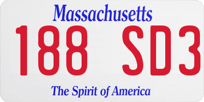 MA license plate 188SD3
