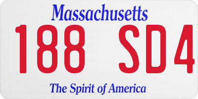 MA license plate 188SD4