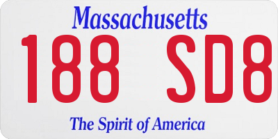 MA license plate 188SD8