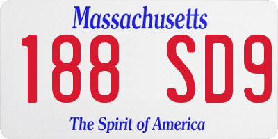MA license plate 188SD9