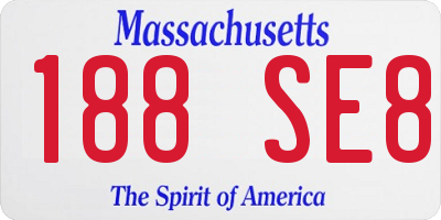 MA license plate 188SE8