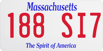 MA license plate 188SI7