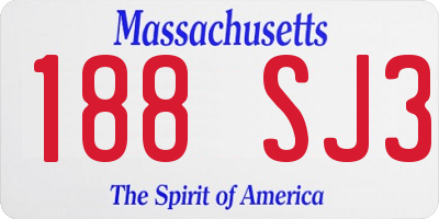 MA license plate 188SJ3