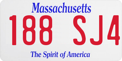 MA license plate 188SJ4