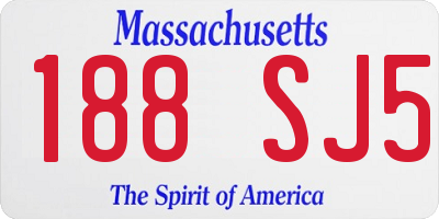 MA license plate 188SJ5