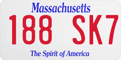 MA license plate 188SK7