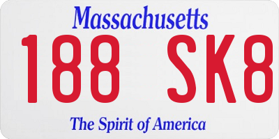 MA license plate 188SK8