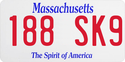 MA license plate 188SK9