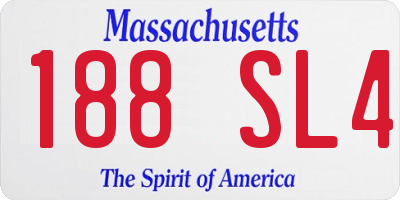 MA license plate 188SL4