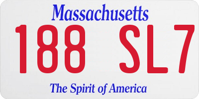 MA license plate 188SL7