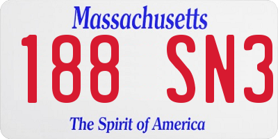 MA license plate 188SN3