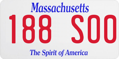 MA license plate 188SO0