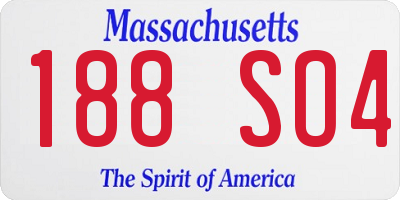 MA license plate 188SO4