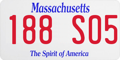 MA license plate 188SO5