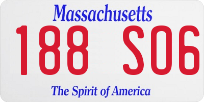 MA license plate 188SO6